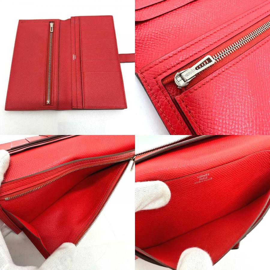 HERMES エルメス H金具 ベアンスフレ 2つ折り 長財布 エプソン X刻 ルージュトマト レッド レディース【中古】 | HERMES | 08