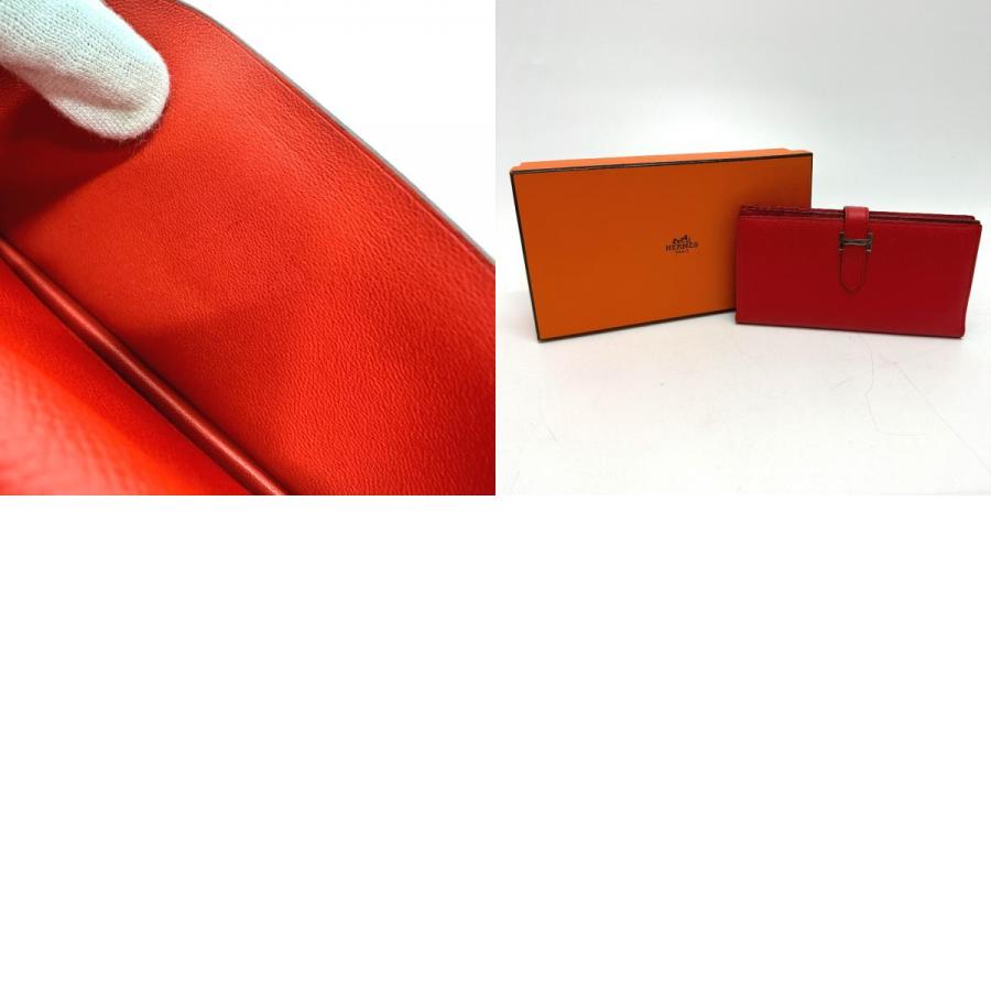 HERMES エルメス H金具 ベアンスフレ 2つ折り 長財布 エプソン X刻 ルージュトマト レッド レディース【中古】 | HERMES | 09