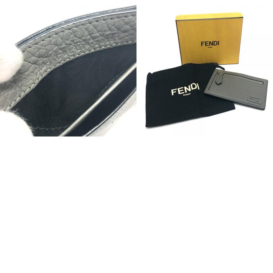 FENDI フェンディ 7M0310 FFバゲット コインケース カードケース レザー グレー メンズ【中古】｜reference｜10