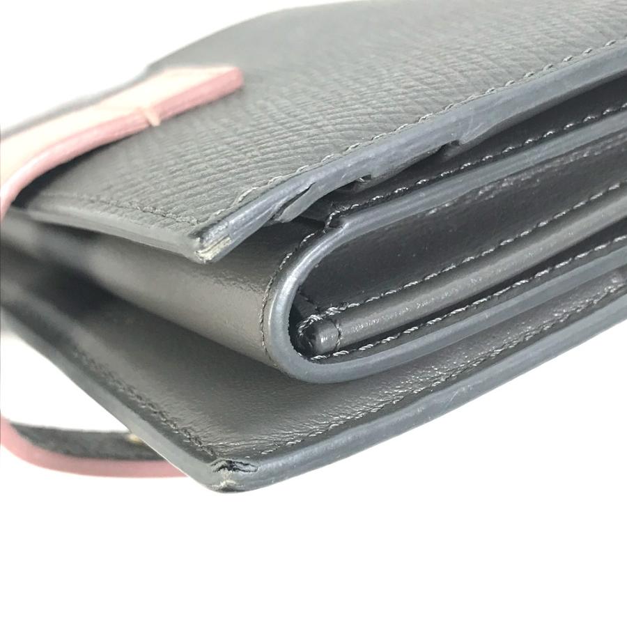CELINE セリーヌ 10H263BRU.10GV バイカラー スモール ストラップ ウォレット コンパクト 3つ折り財布 レザー グレー×ピンク 【中古】 | CELINE | 06