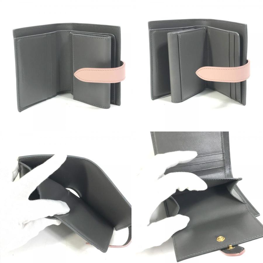 CELINE セリーヌ 10H263BRU.10GV バイカラー スモール ストラップ ウォレット コンパクト 3つ折り財布 レザー グレー×ピンク 【中古】 | CELINE | 08