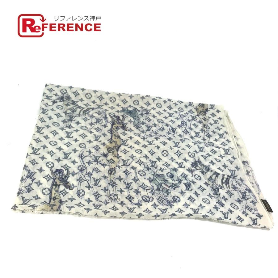 LOUIS VUITTON ルイヴィトン MP2054 モノグラムサバンナ エトール・チャップマン 大判 ストール カシミヤ ホワイト メンズ【中古】 | LOUIS VUITTON