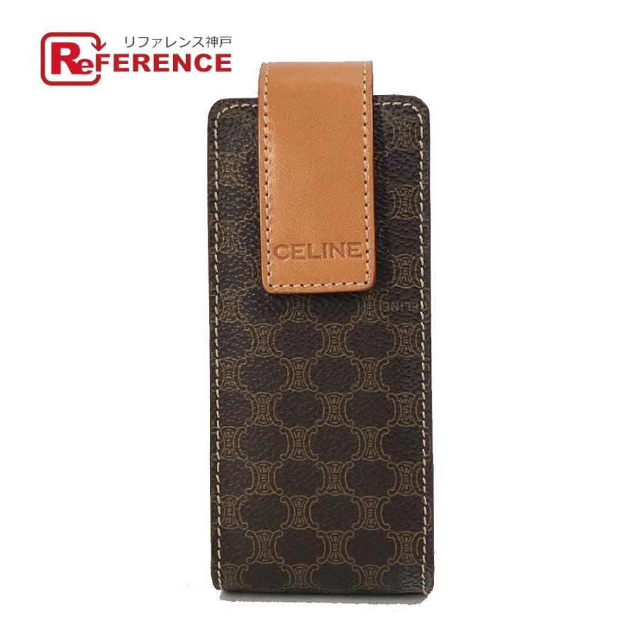 CELINE セリーヌ マカダム メガネケース 小物入れ レザー/PVC ブラウン ユニセックス【中古】 | CELINE
