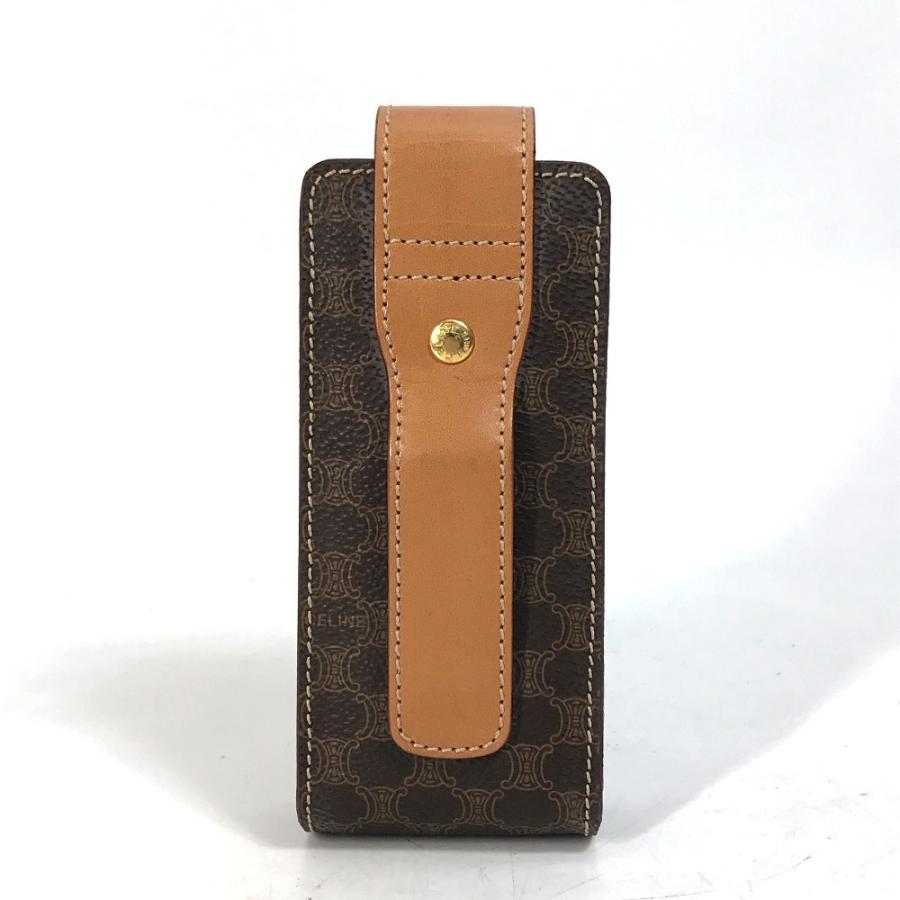 CELINE セリーヌ マカダム メガネケース 小物入れ レザー/PVC ブラウン ユニセックス【中古】 | CELINE | 01