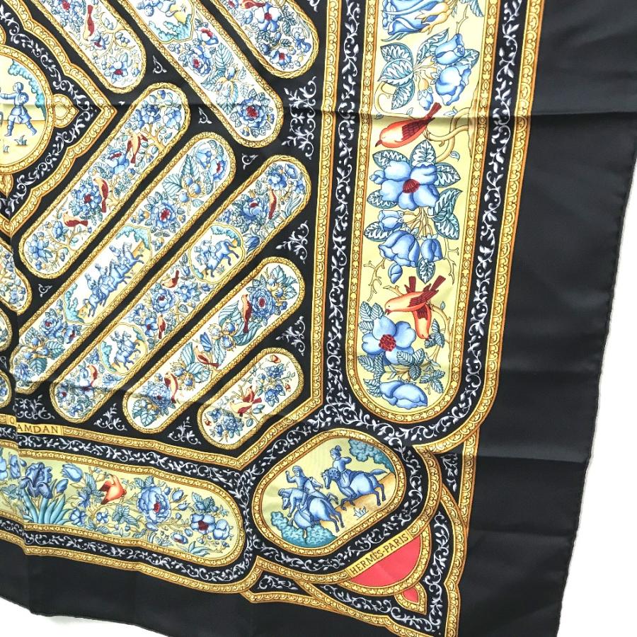 HERMES エルメス カラムダン QALAMDAN カレ 90 スカーフ シルク ブラック×グリーン×ブルー系×ゴールド レディース【中古】新品同様 | HERMES | 01