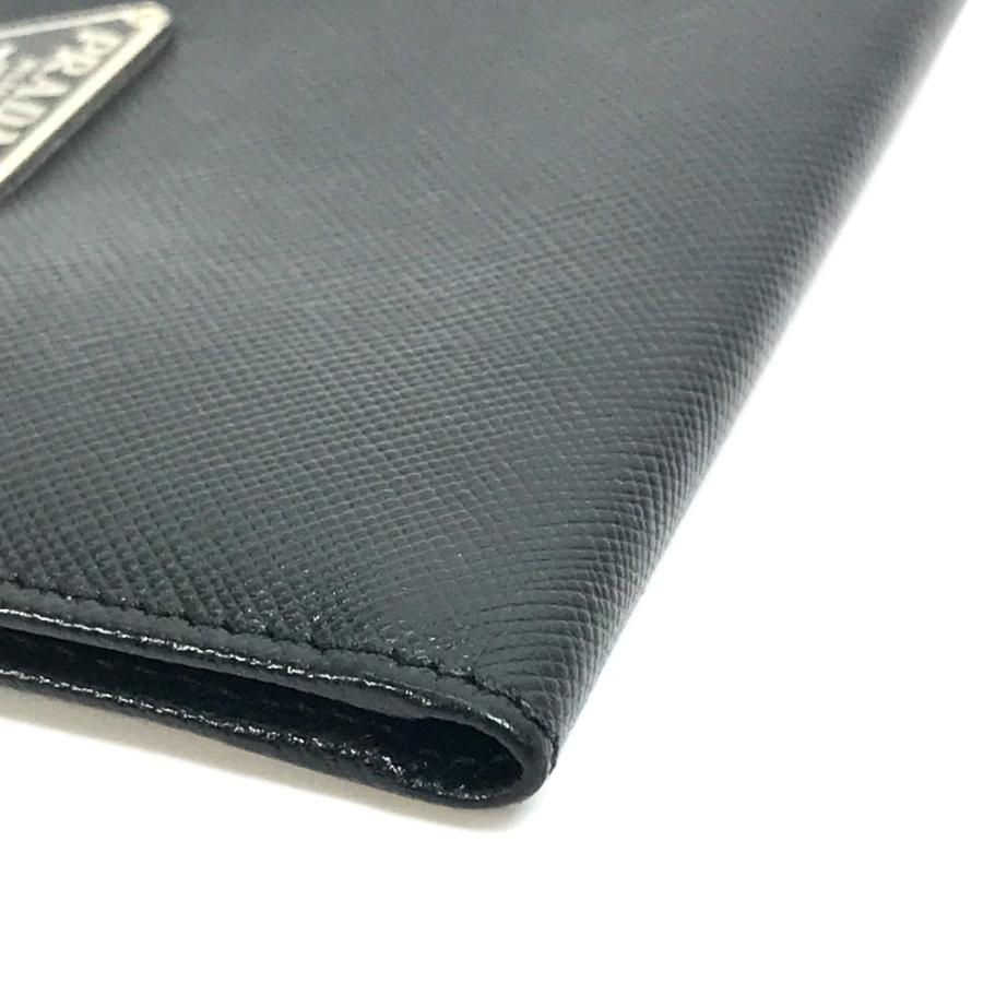 PRADA プラダ トライアングルロゴ カードケース 二つ折り パスケース レザー ブラック メンズ【中古】 | PRADA | 06