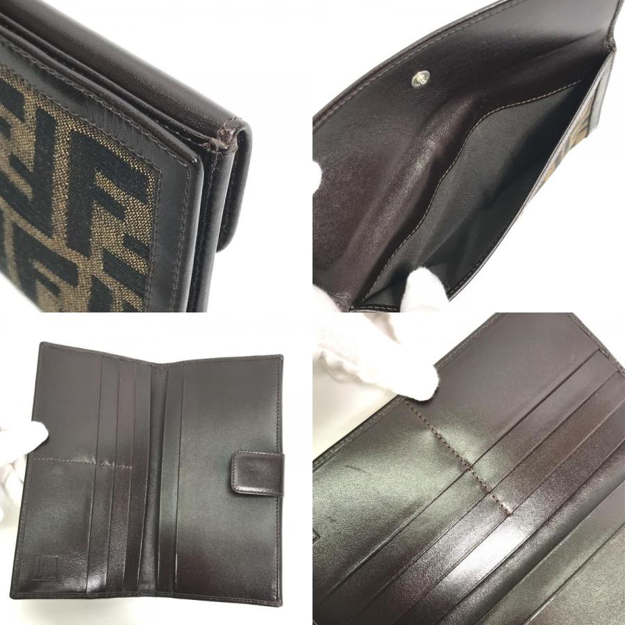 FENDI フェンディ 2804-01339 ズッカ 札入れ Wホック 長財布 キャンバス/レザー ブラウン メンズ【中古】 | FENDI | 08
