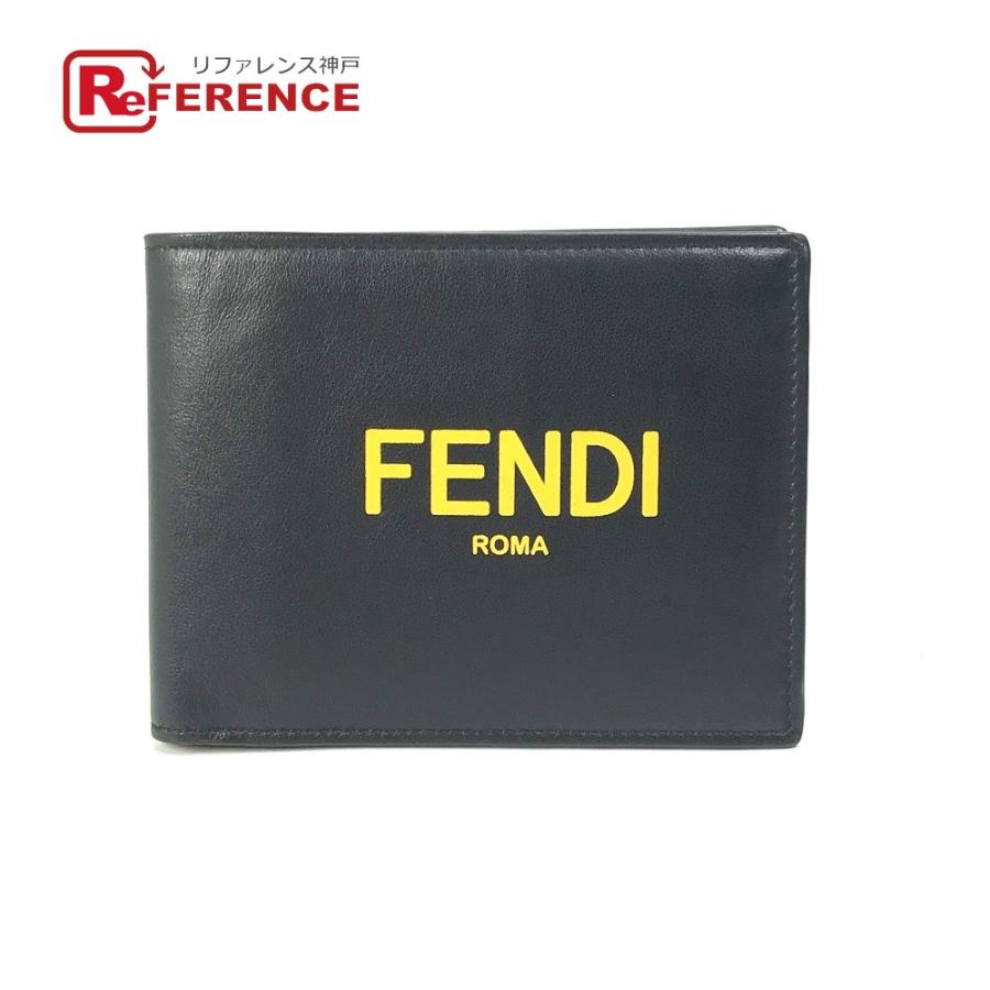 FENDI フェンディ 7M0001 ロゴ 財布 2つ折り財布 レザー ブラック メンズ【中古】 | FENDI