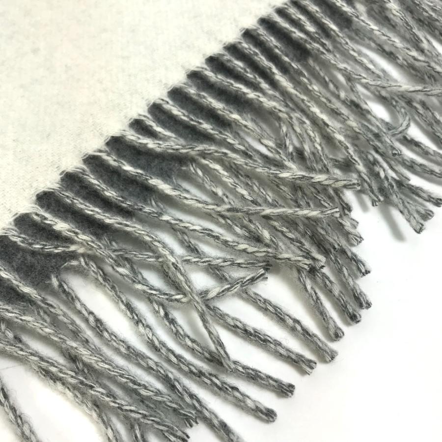 美品 HERMES エルメス カザック・オプティック フリンジ バイカラー マフラー グレー×ホワイト レディース【中古】 | HERMES | 05