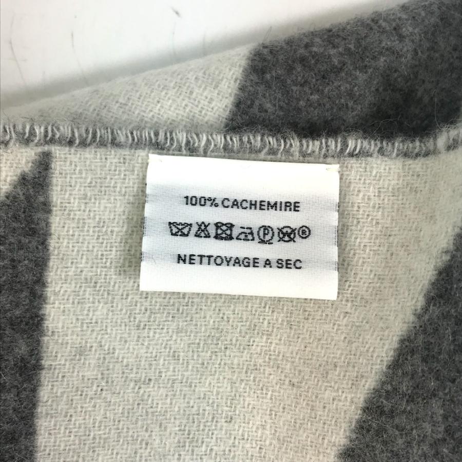 美品 HERMES エルメス カザック・オプティック フリンジ バイカラー マフラー グレー×ホワイト レディース【中古】 | HERMES | 09