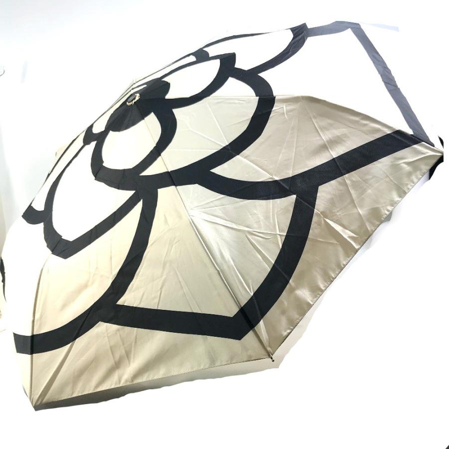 CHANEL シャネル ワンタッチ 折り畳み アンブレラ カメリア ココマーク 傘 ベージュ系 レディース【中古】 | CHANEL | 01