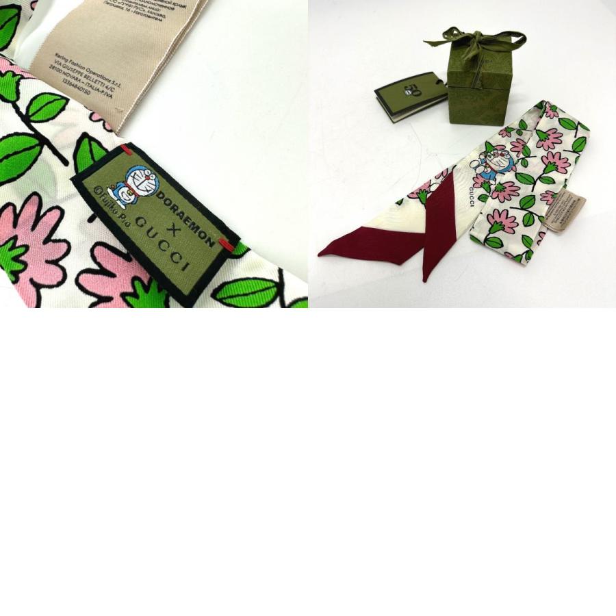 GUCCI グッチ 656611 ドラえもん DORAEMON スカーフ フローラ ネックボウ スカーフ シルク ホワイト レディース【中古】 | GUCCI | 09