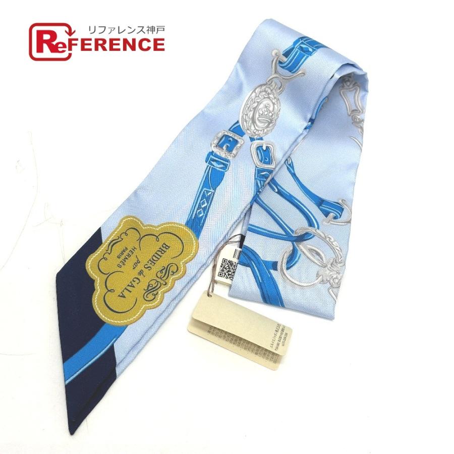 HERMES エルメス Brides de gala ツイリー アップリケピケ スカーフ シルク ブルー レディース【中古】新品同様 | HERMES