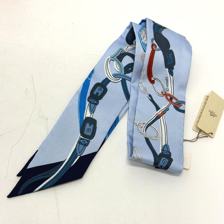 HERMES エルメス Brides de gala ツイリー アップリケピケ スカーフ シルク ブルー レディース【中古】新品同様 | HERMES | 02