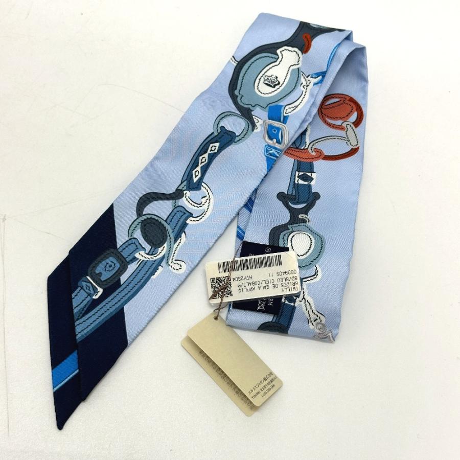 HERMES エルメス Brides de gala ツイリー アップリケピケ スカーフ シルク ブルー レディース【中古】新品同様 | HERMES | 03