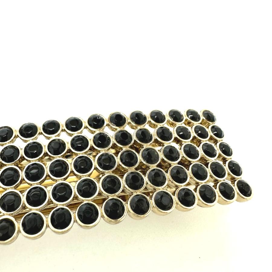 CHANEL シャネル ロゴ ヘアアクセサリー バレッタ GP ブラック×ゴールド レディース【中古】美品 | CHANEL | 04