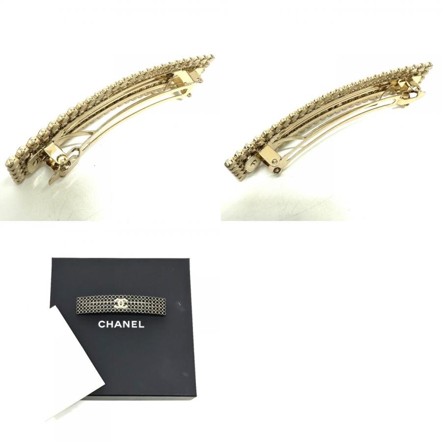CHANEL シャネル ロゴ ヘアアクセサリー バレッタ GP ブラック×ゴールド レディース【中古】美品 | CHANEL | 09