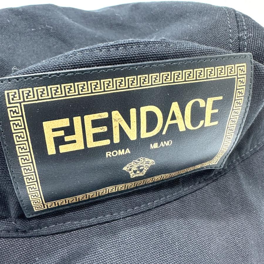 FENDI フェンディ FXQ801 ロゴ FENDACE ヴェルサーチ コラボ ハット ブラック レディース【中古】 | FENDI | 03