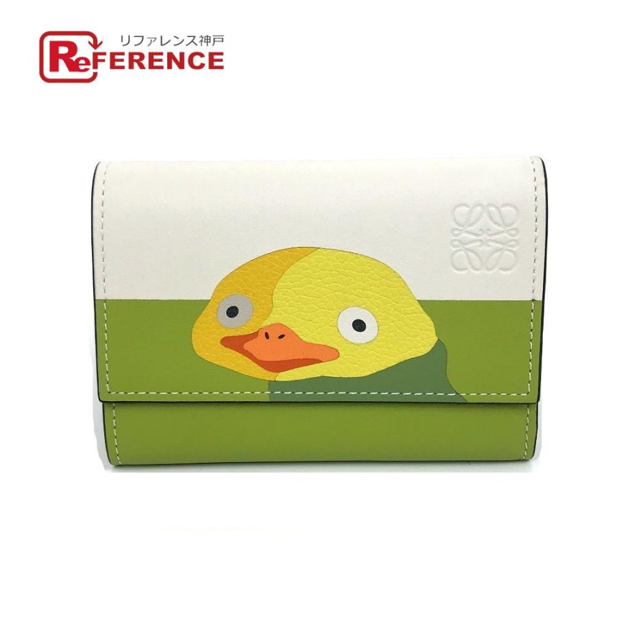 美品 LOEWE ロエベ 262146 千と千尋の神隠し ジブリ オオトリサマ 3つ折り財布 グリーン×オフホワイト レディース【中古】 | LOEWE