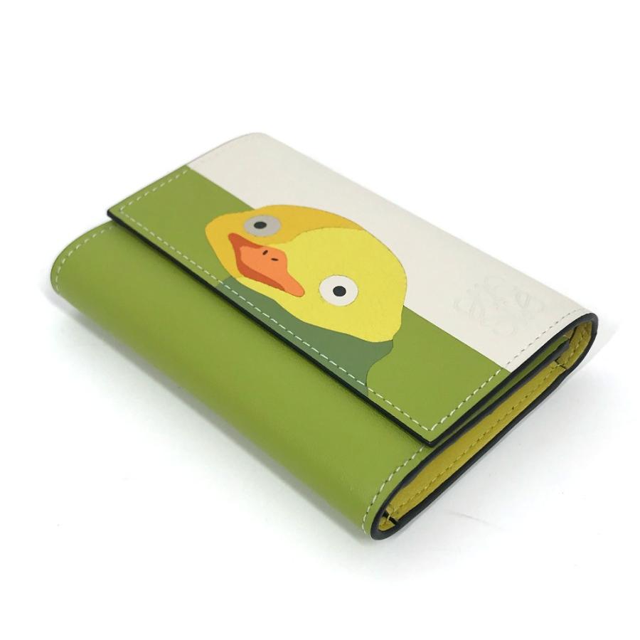 美品 LOEWE ロエベ 262146 千と千尋の神隠し ジブリ オオトリサマ 3つ折り財布 グリーン×オフホワイト レディース【中古】 | LOEWE | 02