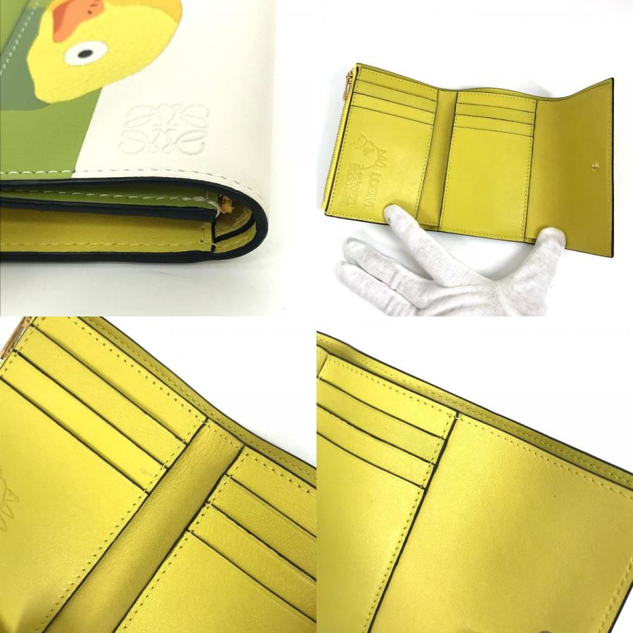 美品 LOEWE ロエベ 262146 千と千尋の神隠し ジブリ オオトリサマ 3つ折り財布 グリーン×オフホワイト レディース【中古】 | LOEWE | 08