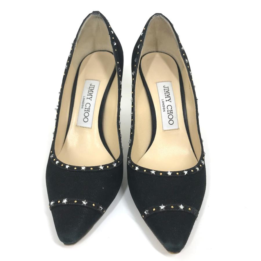 Jimmy Choo】美品22cm ブラックビジュー ミュールスタッズ