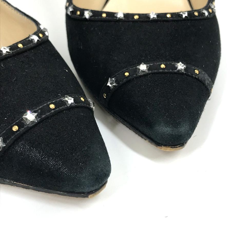 Jimmy Choo】美品22cm ブラックビジュー ミュールスタッズ