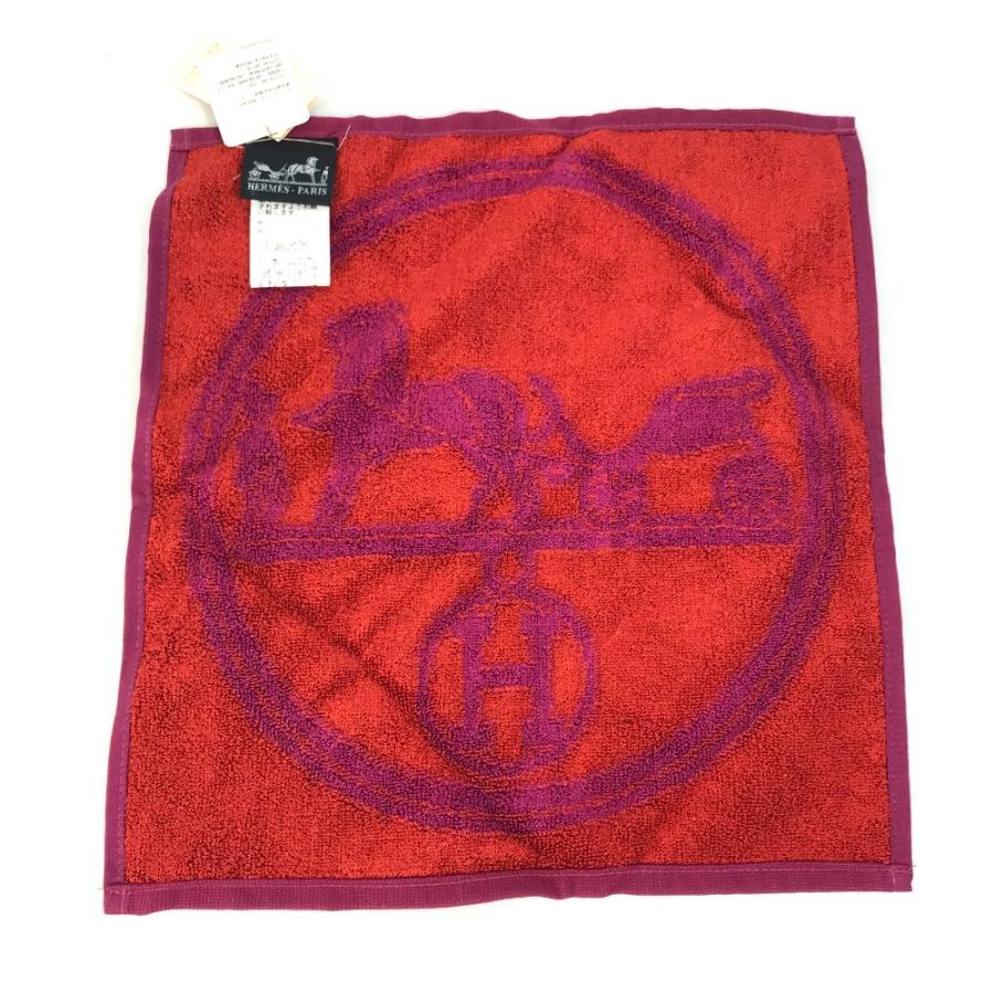 新品未使用 HERMES 赤 タオルハンカチ ギフトボックス付き