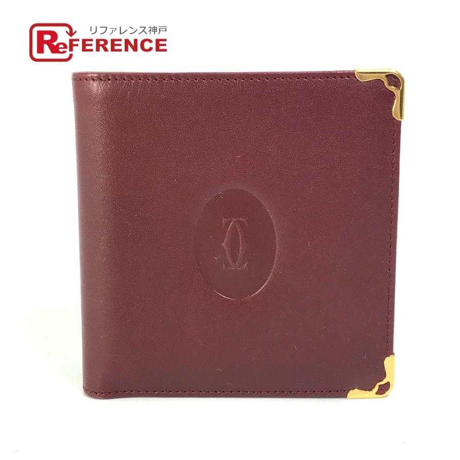 美品 CARTIER カルティエ マストライン 2つ折り財布 ボルドー レディース【中古】 | Cartier