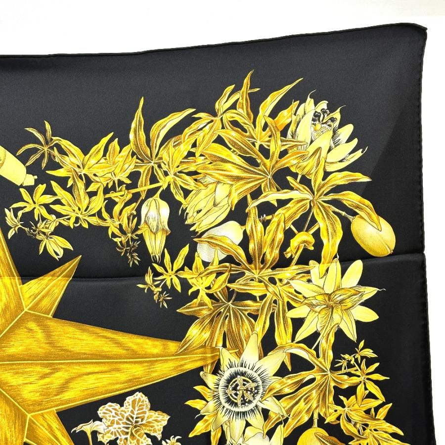 未使用 HERMES エルメス PASSIFLORES パッションフラワー 花柄 カレ90 スカーフ ブラック レディース【中古】 | HERMES | 02