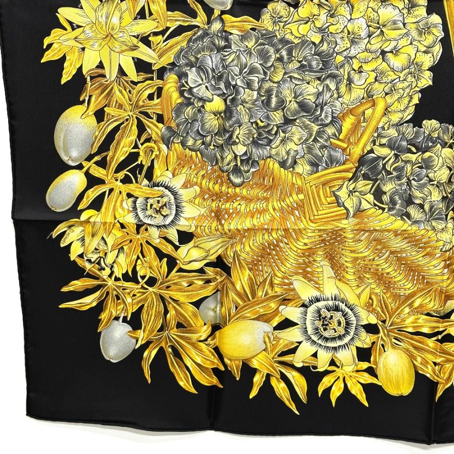 未使用 HERMES エルメス PASSIFLORES パッションフラワー 花柄 カレ90 スカーフ ブラック レディース【中古】 | HERMES | 03