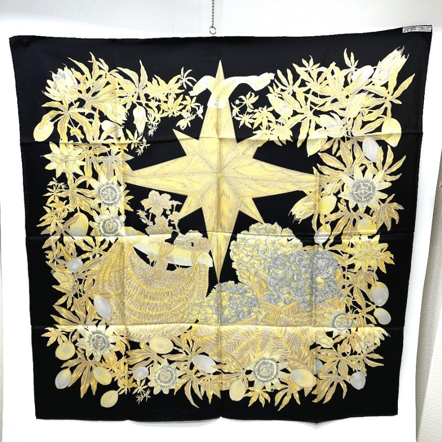 未使用 HERMES エルメス PASSIFLORES パッションフラワー 花柄 カレ90 スカーフ ブラック レディース【中古】 | HERMES | 06