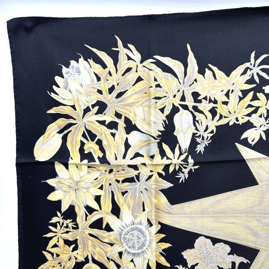 未使用 HERMES エルメス PASSIFLORES パッションフラワー 花柄 カレ90 スカーフ ブラック レディース【中古】 | HERMES | 07