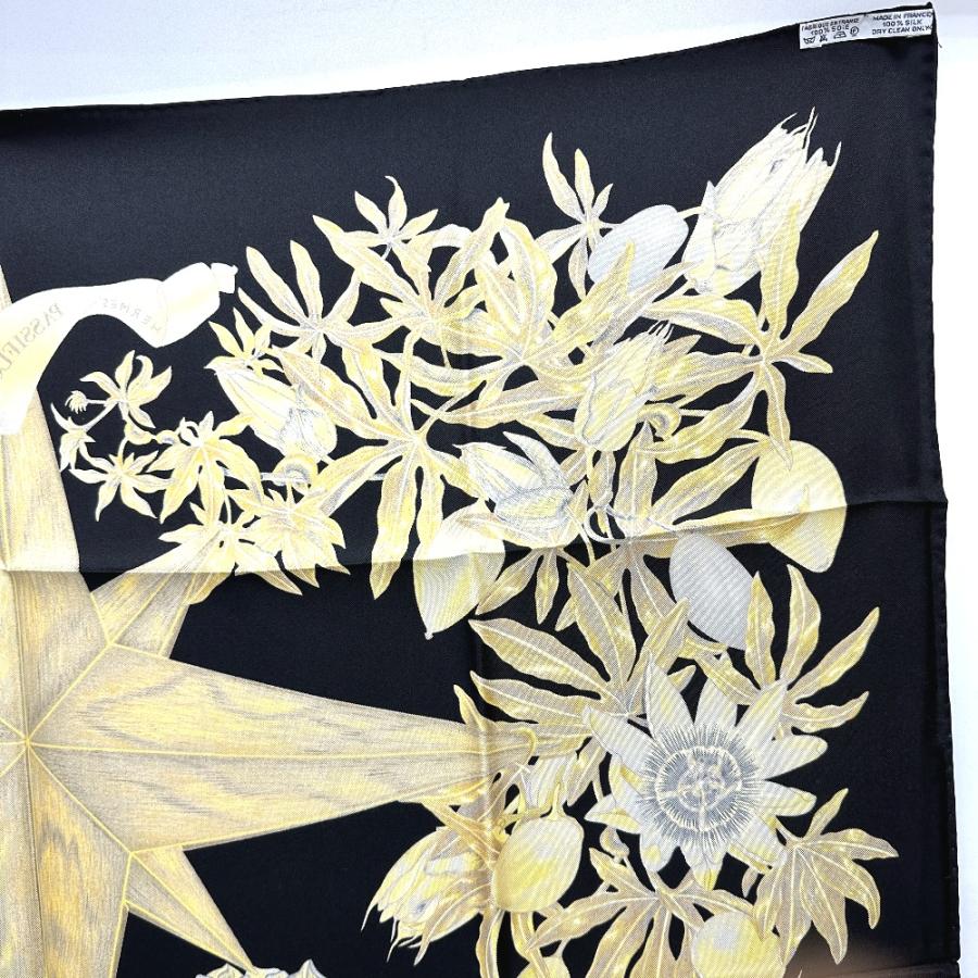 未使用 HERMES エルメス PASSIFLORES パッションフラワー 花柄 カレ90 スカーフ ブラック レディース【中古】 | HERMES | 08
