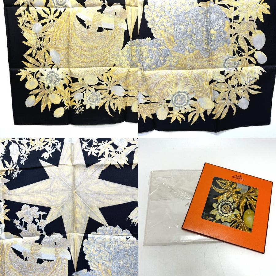 未使用 HERMES エルメス PASSIFLORES パッションフラワー 花柄 カレ90 スカーフ ブラック レディース【中古】 | HERMES | 09