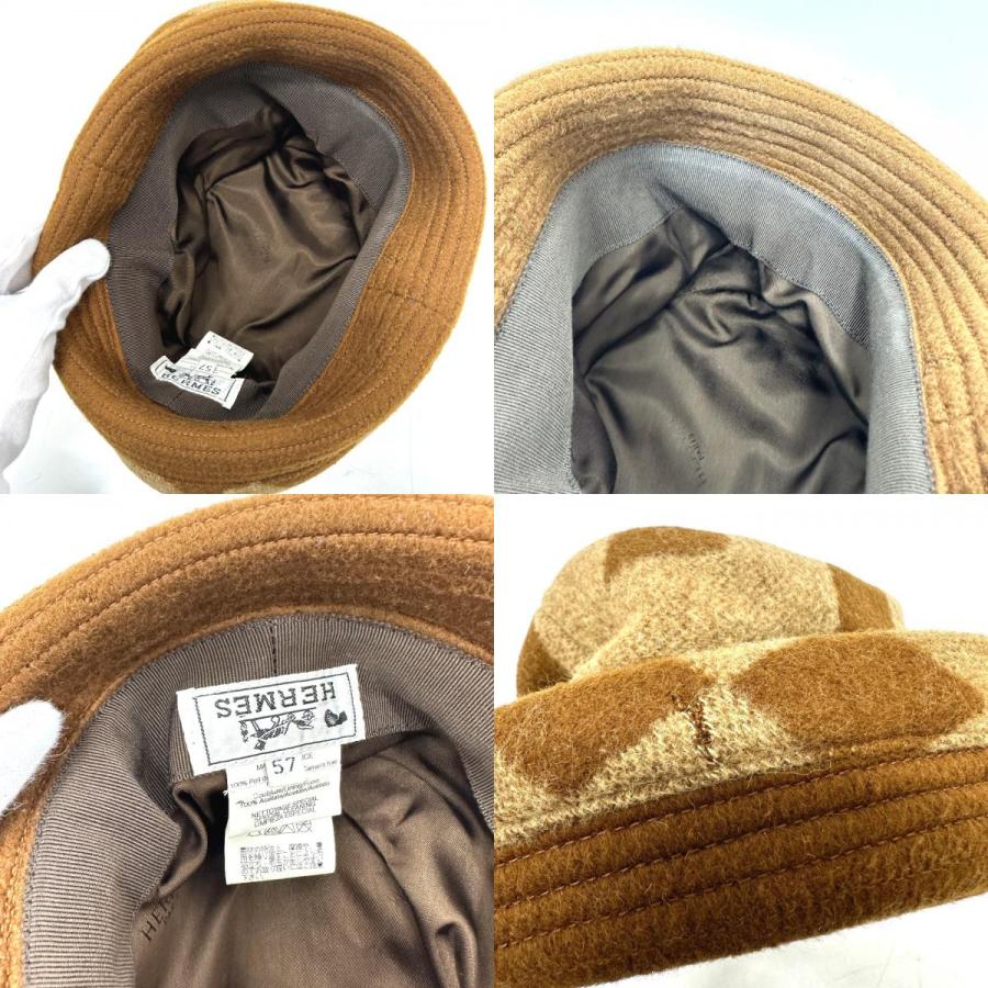 HERMES エルメス キャメルハット Hロゴ 帽子 ブラウン レディース【中古】 | HERMES | 09