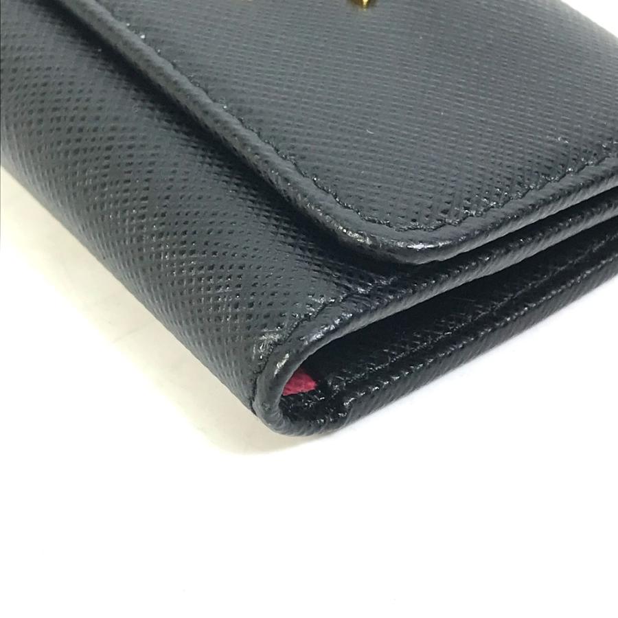 PRADA（プラダ） 美品 キーリング 4連 ロゴ キーケース ブラック