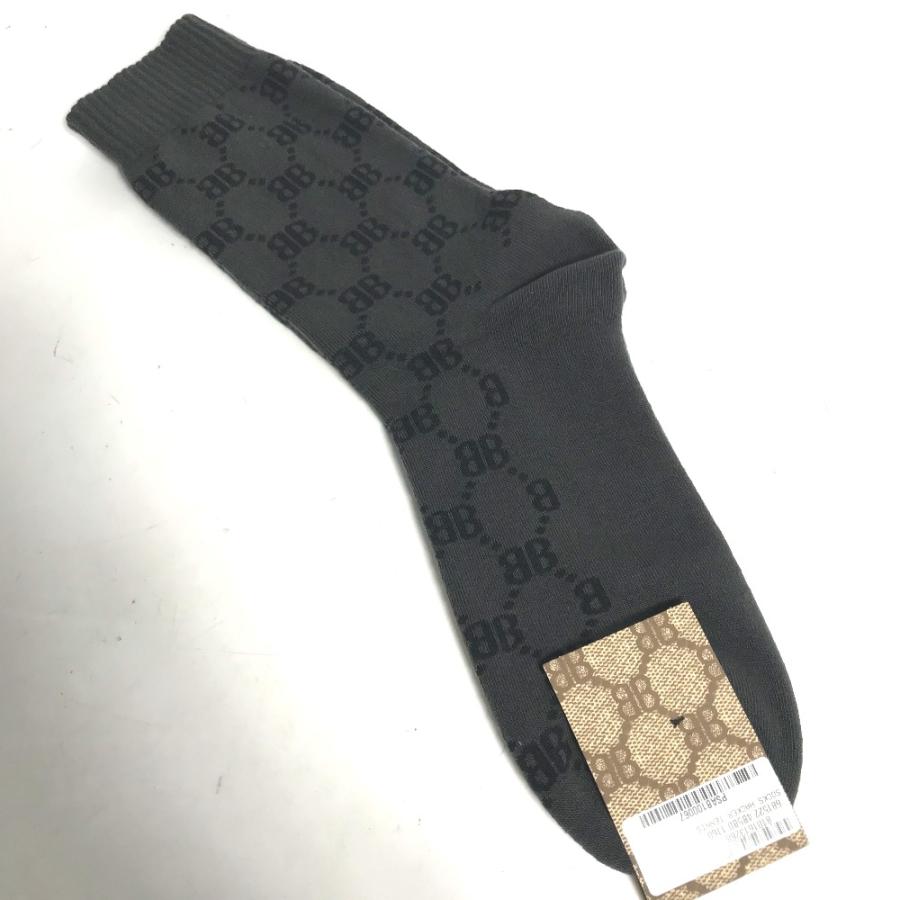 未使用 BALENCIAGA バレンシアガ 681522 ソックス ロゴ BB 靴下 ダークグレー系 メンズ【中古】 | BALENCIAGA | 06