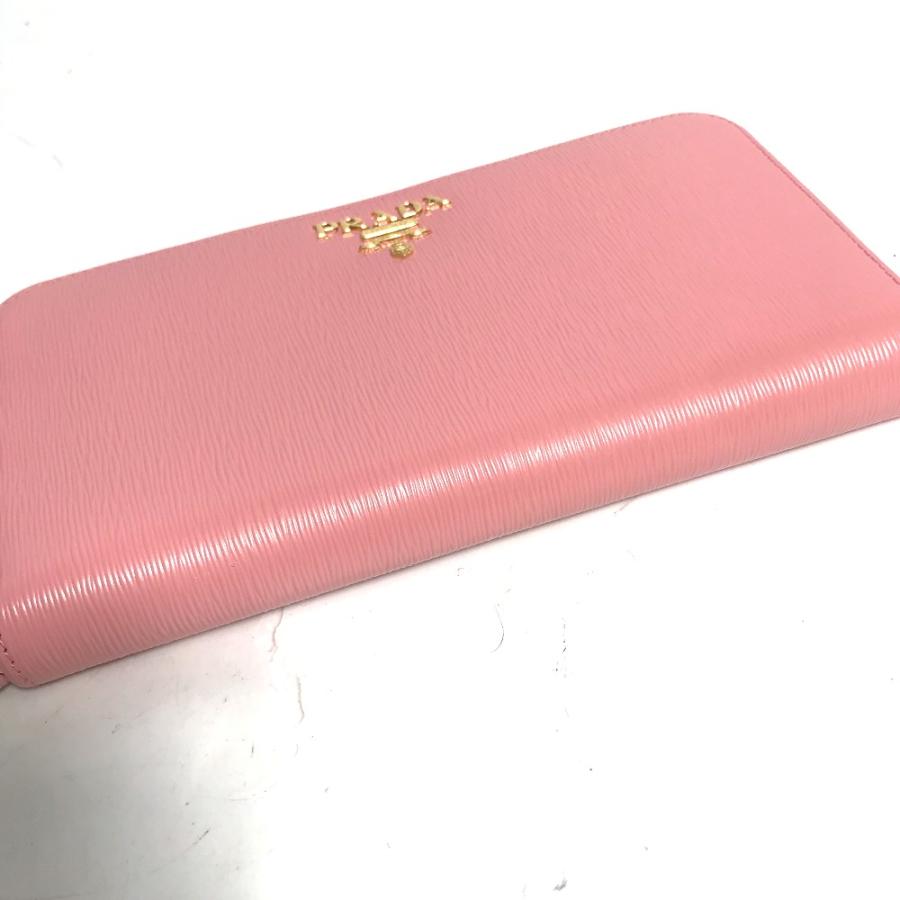 美品 PRADA プラダ ロングウォレット ラウンドファスナー ロゴ 長財布 ピンク レディース【中古】 | PRADA | 04