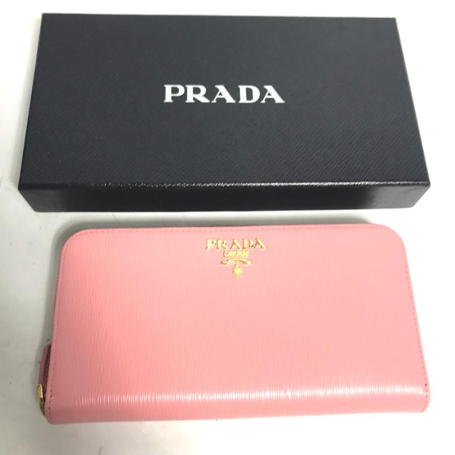 美品 PRADA プラダ ロングウォレット ラウンドファスナー ロゴ 長財布 ピンク レディース【中古】 | PRADA | 06