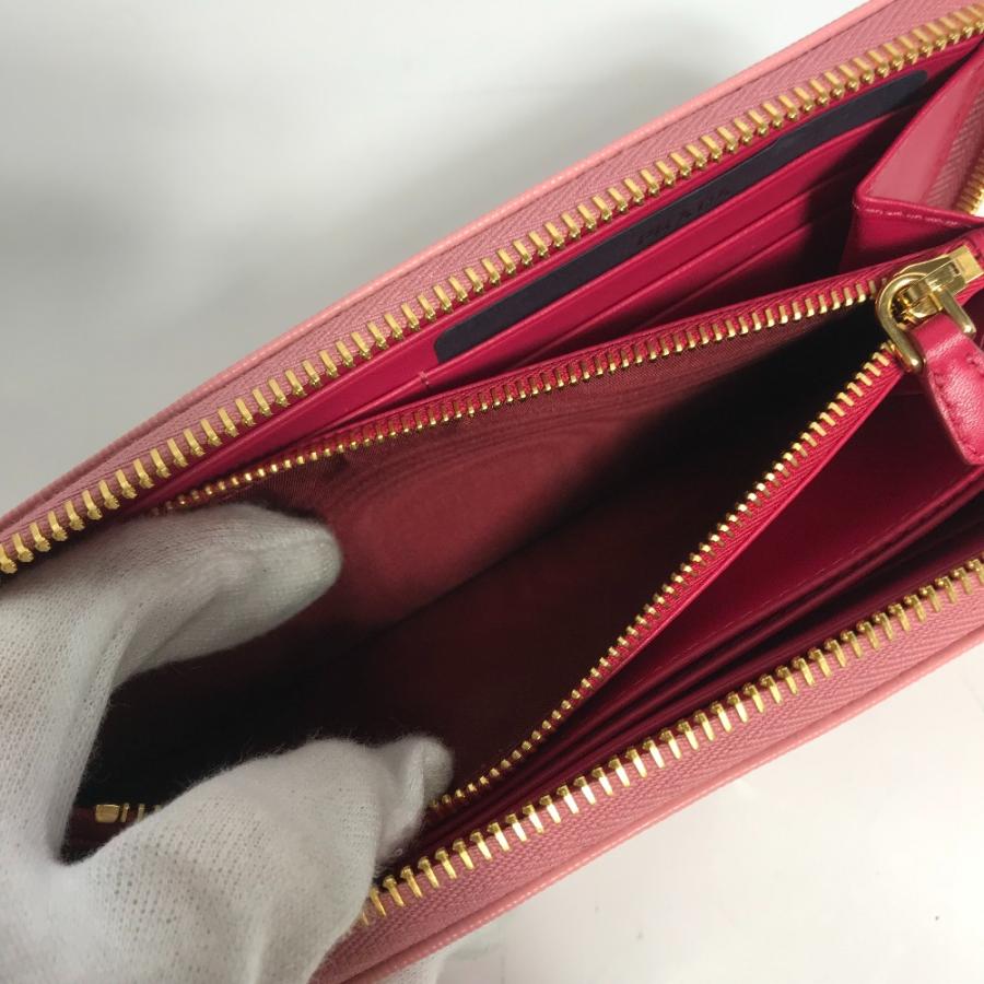 美品 PRADA プラダ ロングウォレット ラウンドファスナー ロゴ 長財布 ピンク レディース【中古】 | PRADA | 08