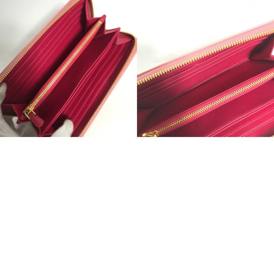 美品 PRADA プラダ ロングウォレット ラウンドファスナー ロゴ 長財布 ピンク レディース【中古】 | PRADA | 09