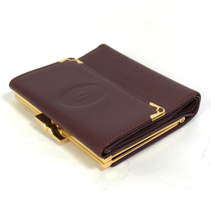 新品同様 CARTIER カルティエ がま口 マストライン 2つ折り財布 ボルドー系 レディース【中古】 | Cartier | 03