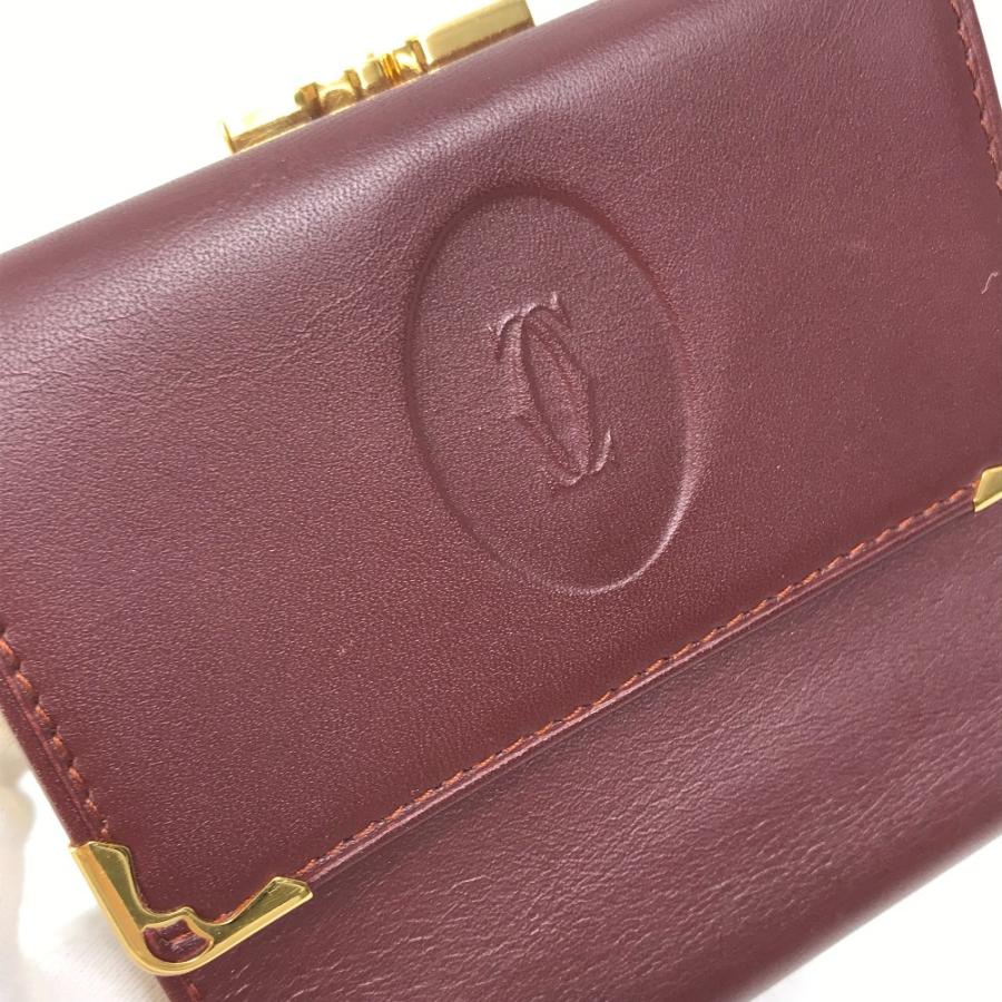 新品同様 CARTIER カルティエ がま口 マストライン 2つ折り財布 ボルドー系 レディース【中古】 | Cartier | 05