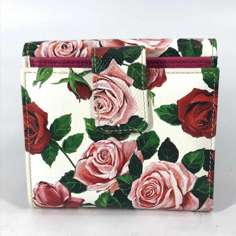 未使用 DOLCE&GABBANA ドルチェアンドガッバーナ DGロゴ コンパクトウォレット 花柄 フラワー 2つ折り財布 ホワイト×ピンク系【中古】 |  | 01