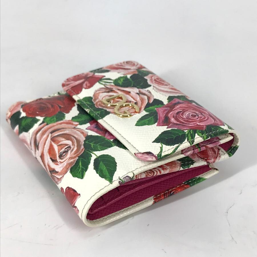 未使用 DOLCE&GABBANA ドルチェアンドガッバーナ DGロゴ コンパクトウォレット 花柄 フラワー 2つ折り財布 ホワイト×ピンク系【中古】 |  | 02