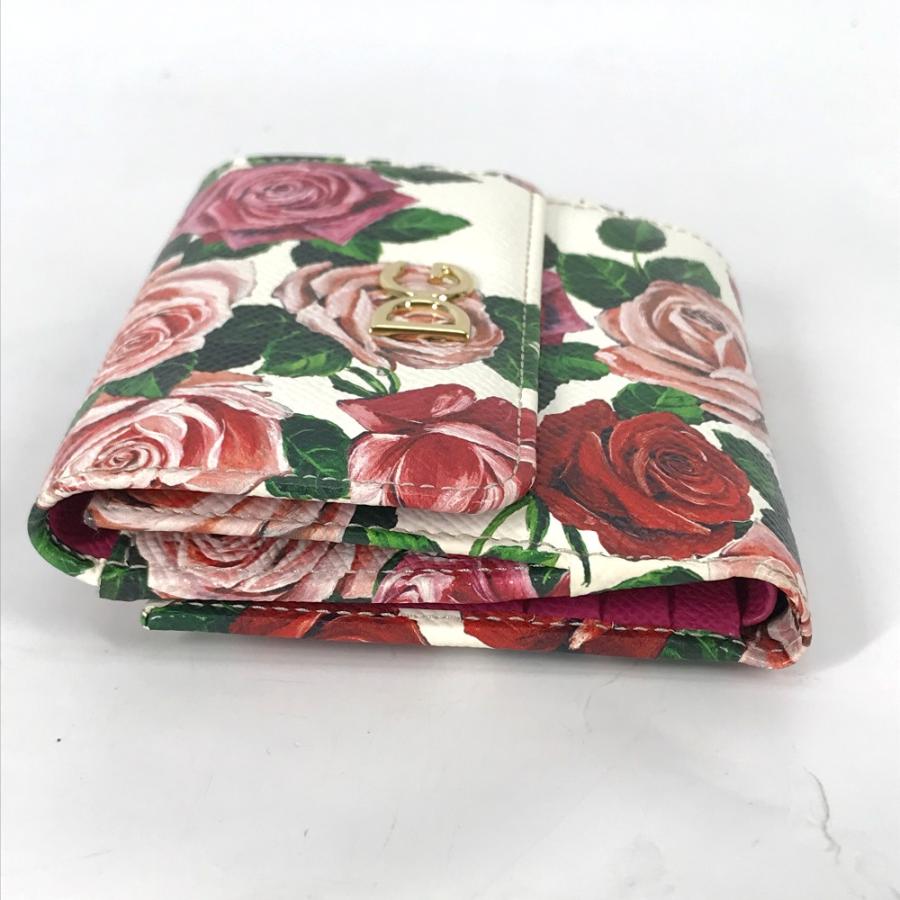 未使用 DOLCE&GABBANA ドルチェアンドガッバーナ DGロゴ コンパクトウォレット 花柄 フラワー 2つ折り財布 ホワイト×ピンク系【中古】 |  | 03
