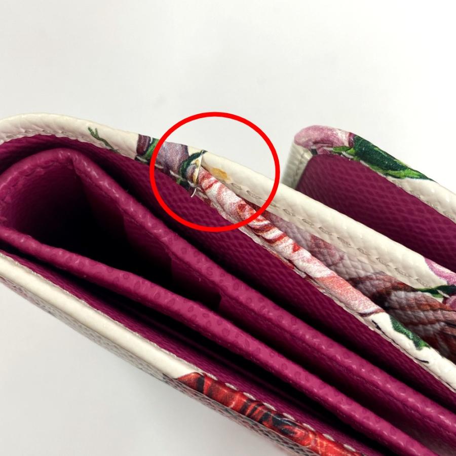 未使用 DOLCE&GABBANA ドルチェアンドガッバーナ DGロゴ コンパクトウォレット 花柄 フラワー 2つ折り財布 ホワイト×ピンク系【中古】 |  | 06