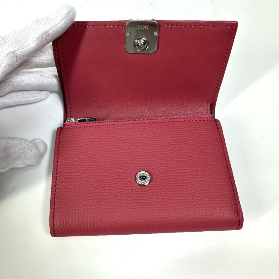 未使用 LOEWE ロエベ トライフォールド ウォレット コンパクト アナグラム 3つ折り財布 ピンク系 レディース【中古】 | LOEWE | 06
