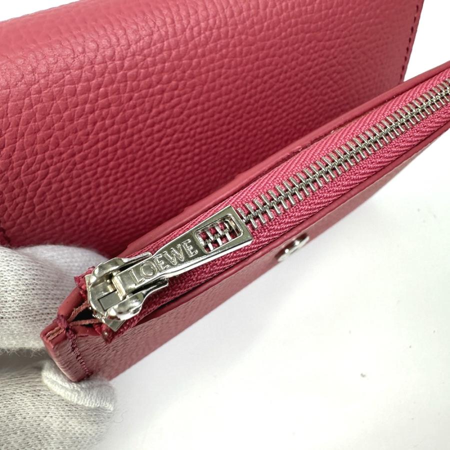 未使用 LOEWE ロエベ トライフォールド ウォレット コンパクト アナグラム 3つ折り財布 ピンク系 レディース【中古】 | LOEWE | 07